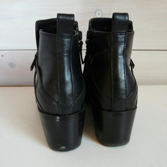 Cole Haan Grand OS Black Leather Ankle Zip Boots Women's 7 B Criss Cross Buckle - Picture 4 of 13